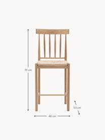 Ručně vyrobené barové židle z dubového dřeva Eton, 2 ks, Dubové dřevo, světle béžová, Š 46 cm, V 111 cm