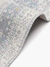 Handgeweven chenille vloerkleed Neapel, Onderzijde: 100% katoen, Grijsblauw, crèmewit, B 80 x L 150 cm (maat XS)