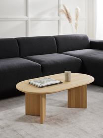 Ovaler Holz-Couchtisch Toni, Mitteldichte Holzfaserplatte (MDF) mit Eschenholzfurnier, lackiert, Eschenholz, B 100 x T 55 cm