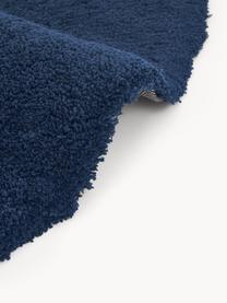 Okrągły puszysty dywan z długim włosiem Leighton, Ciemny niebieski, Ø 120 cm (Rozmiar S)