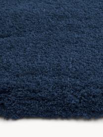 Tapis rond moelleux à poils longs Leighton, Bleu foncé, Ø 120 cm (taille S)