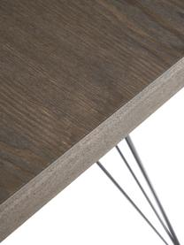 Petite table carrée à pieds en métal Wolcott, Placage en bois véritable