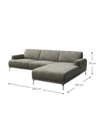 Sofa narożna z imitacją skóry Puzo, Tapicerka: 100% poliester imitujący , Nogi: metal lakierowany, Szary, S 240 x G 165 cm