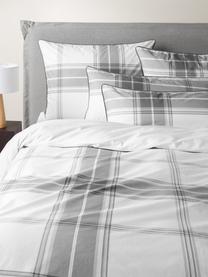 Karierter Baumwollperkal-Bettdeckenbezug Scarlet, Webart: Perkal Fadendichte 180 TC, Grau, Weiß, B 200 x L 200 cm