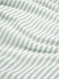 Funda nórdica doble cara de algodón a rayas Lorena, Verde salvia, blanco, Cama 90 cm (155 x 220 cm)