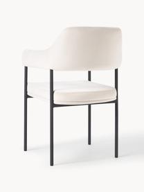 Krzesło z aksamitu podłokietnikami Zoe, Tapicerka: aksamit (poliester) Dzięk, Aksamit w kolorze złamanej bieli, S 56 x G 62 cm