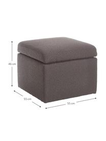 Bouclé-Hocker Winou mit Stauraum in Grau, Bezug: Bouclé (100% Polyester) D, Korpus: Metall, Bouclé Grau, 55 x 46 cm