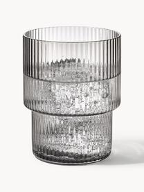 Verres à eau striés soufflés bouche Ripple, 4 élém., Verre, soufflé bouche, Gris, transparent et haute brillance, Ø 7 x haut. 9 cm, 200 ml