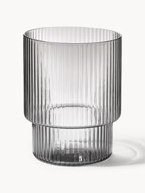 Verres à eau striés soufflés bouche Ripple, 4 élém., Verre, soufflé bouche, Gris, transparent et haute brillance, Ø 7 x haut. 9 cm, 200 ml