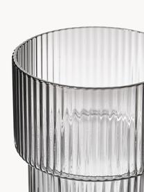 Verres à eau striés soufflés bouche Ripple, 4 élém., Verre, soufflé bouche, Gris, transparent et haute brillance, Ø 7 x haut. 9 cm, 200 ml