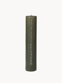 Ručně vyrobená adventní svíčka Rustic, Parafín, Tmavě zelená, stříbrná, Ø 5 cm, V 25 cm