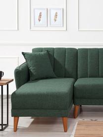 Leinen-Ecksofa Aqua (3-Sitzer) mit Schlaffunktion, Bezug: Leinen, Gestell: Hornbaumholz, Metall, Füße: Holz, Grün, B 225 x T 145 cm