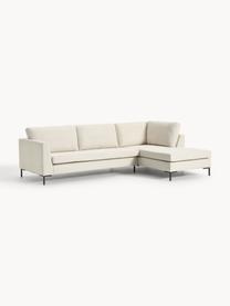 Ecksofa Luna, Bezug: 100 % Polyester Der strap, Gestell: Massives Buchenholz, Schi, Füße: Metall, galvanisiert Das , Webstoff Off White, B 280 x T 184 cm, Eckteil rechts