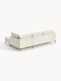 Ecksofa Luna, Bezug: 100 % Polyester Der strap, Gestell: Massives Buchenholz, Schi, Füße: Metall, galvanisiert Das , Webstoff Off White, B 280 x T 184 cm, Eckteil rechts