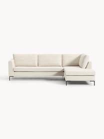 Ecksofa Luna, Bezug: 100 % Polyester Der strap, Gestell: Massives Buchenholz, Schi, Füße: Metall, galvanisiert Das , Webstoff Off White, B 280 x T 184 cm, Eckteil rechts