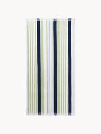 Fouta rayé avec franges Miri, Vert clair, bleu foncé, jaune pâle, larg. 90 x long. 170 cm