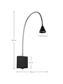 Verstellbare LED-Wandleuchte Buddy, Lampenschirm: Metall, beschichtet, Schwarz, 50 x 60 cm