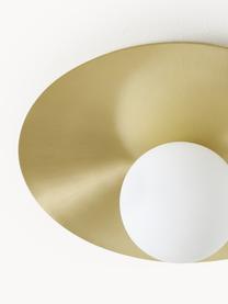Wand- en plafondlamp Starling, Lampenkap: opaalglas, Messingkleurig, wit, Ø 33 x D 14 cm
