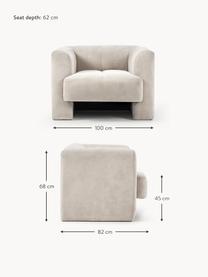 Sillón Bobi, Tapizado: 88% poliéster, 12% nylon , Estructura: madera de pino maciza Est, Tejido blanco crema, An 100 x F 82 cm