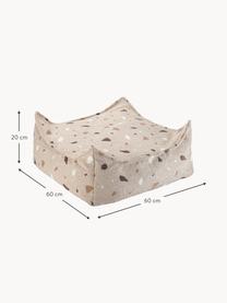 Handgefertigtes Kinder-Bodenkissen Sugar aus Bouclé, Bouclé Beige, Terrazzo-Optik, B 60 x T 60 cm