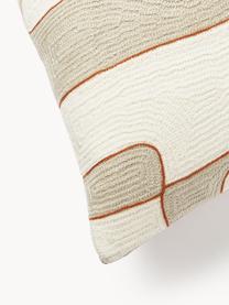 Kissenhülle Kobe mit abstraktem Muster, Vorderseite: 80 % Baumwolle, 24 % Lein, Rückseite: 100 % Baumwolle, Off White, Beige, Terrakotta, B 50 x L 50 cm
