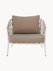 Fauteuil lounge Cia, Tissu taupe, blanc, larg. 72 x prof. 78 cm