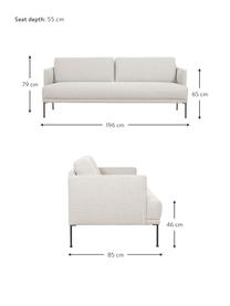 Sofa Fluente (3-Sitzer), Bezug: 80% Polyester, 20% Ramie , Gestell: Massives Kiefernholz, FSC, Webstoff Hellbeige, B 196 x T 85 cm