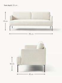 Sofa Fluente (3-osobowa), Tapicerka: 80% poliester, 20% ramia , Stelaż: lite drewno sosnowe z cer, Nogi: metal malowany proszkowo, Jasnobeżowa tkanina, S 196 x G 85 cm