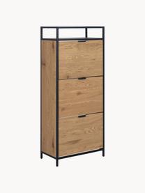 Holz-Schuhschrank Seaford mit Klappfächern, Korpus: Mitteldichte Holzfaserpla, Holz, Schwarz, B 56 x H 129 cm