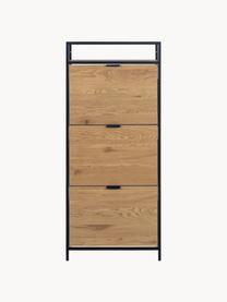 Holz-Schuhschrank Seaford mit Klappfächern, Korpus: Mitteldichte Holzfaserpla, Holz, Schwarz, B 56 x H 129 cm