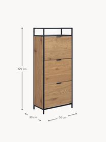 Holz-Schuhschrank Seaford mit Klappfächern, Korpus: Mitteldichte Holzfaserpla, Holz, Schwarz, B 56 x H 129 cm