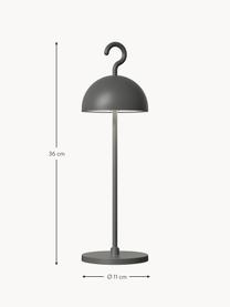 Kleine mobiele LED outdoor tafellamp Hook, dimbaar, Lamp: gecoat aluminium, Donkergrijs, Ø 11 x H 36 cm