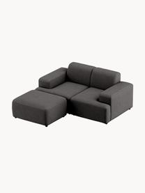 Pouf Melva, larg. 99 x prof. 72 cm, Tissu anthracite, larg. 99 x prof. 72 cm