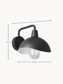 Vonkajšia nástenná lampa so skleneným tienidlom Rancio, Čierna, priehľadná, Š 26 x V 23 cm