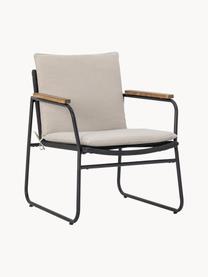 Tuin loungefauteuil Hampton, Bekleding: stof, Frame: gecoat metaal, Geweven stof beige, zwart, B 65 x D 68 cm