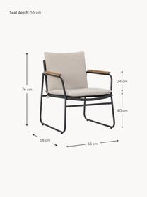 Tuin loungefauteuil Hampton, Bekleding: stof, Frame: gecoat metaal, Geweven stof beige, zwart, B 65 x D 68 cm