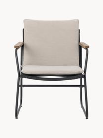 Poltroncina da giardino Hampton, Rivestimento: tessuto, Struttura: metallo rivestito, Tessuto beige, nero, Larg. 65 x Prof. 68 cm