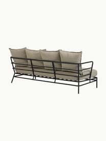 Sofa ogrodowa Mareluz (3-osobowa), Stelaż: metal ocynkowany i lakier, Greige tkanina, czarny, S 197 x G 75 cm