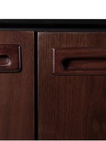 Retro Sideboard Juju mit Türen und Walnussfurnier, Füße: Eschenholz, massiv, gebei, Braun, Schwarz, B 150 x H 73 cm