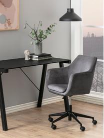 Fluwelen bureaustoel Nora, in hoogte verstelbaar, Bekleding: polyester (fluweel), Frame: gepoedercoat metaal, Fluweel donkergrijs, B 58 x D 58 cm
