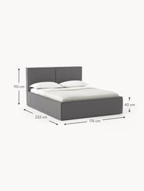 Gestoffeerd bed Dream met opbergruimte, Bekleding: polyester (gestructureerd, Frame: massief grenenhout en pla, Geweven stof antraciet, B 160 x L 200 cm