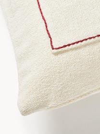 Housse de coussin en coton avec motif hivernal Emry, 100 % coton, Beige clair, rouge, larg. 30 x long. 50 cm