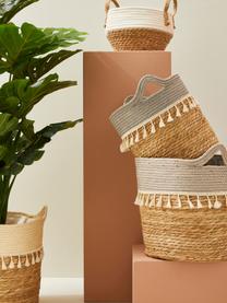 Plantenpotten Bridget, set van 3, 60% zeegras, 40% papier, Beige, grijs, Set met verschillende formaten