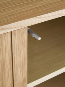 Modern dressoir Johan met deuren en eikenhoutfineer, Frame: MDF met eikenhoutfineer, Poten: gepoedercoat metaal, Lichtbruin, B 160 x H 75 cm