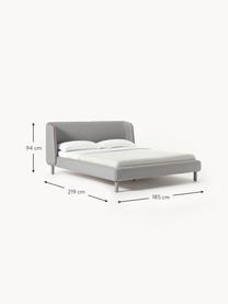 Cama tapizada Luma, con cabecero, Tapizado: 100% poliéster Alta resis, Estructura: madera contrachapada, Patas: metal, poliéster Este pro, Tejido gris, An 140 x L 200 cm