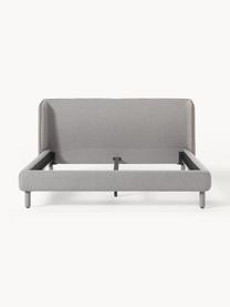 Cama tapizada Luma, con cabecero, Tapizado: 100% poliéster Alta resis, Estructura: madera contrachapada, Patas: metal, poliéster Este pro, Tejido gris, An 140 x L 200 cm