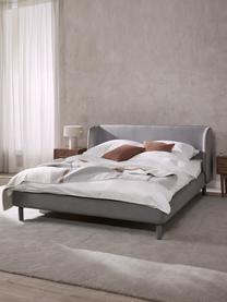 Cama tapizada Luma, con cabecero, Tapizado: 100% poliéster Alta resis, Estructura: madera contrachapada, Patas: metal, poliéster Este pro, Tejido gris, An 140 x L 200 cm