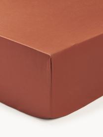Lenzuolo con angoli in raso di cotone Premium, Terracotta, Larg. 140 x Lung. 200 cm, Alt. 25 cm