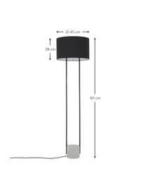 Stehlampe Pipero mit Betonfuss, Lampenschirm: Textil, Gestell: Metall, pulverbeschichtet, Grau, Schwarz, H 161 cm