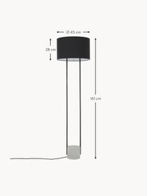 Stehlampe Pipero mit Betonfuss, Lampenschirm: Textil, Gestell: Metall, pulverbeschichtet, Grau, Schwarz, H 161 cm